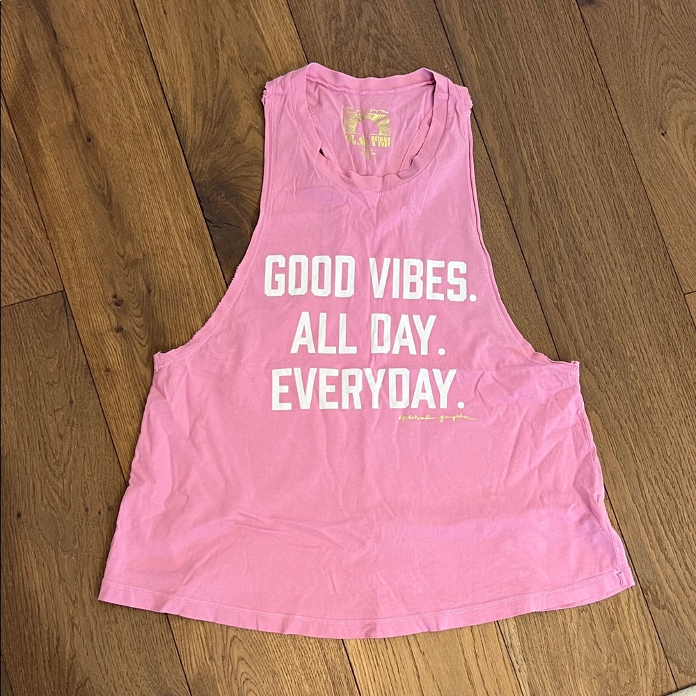 Spiritual Gangster Pink 'Good Vibes' Muscle Tee